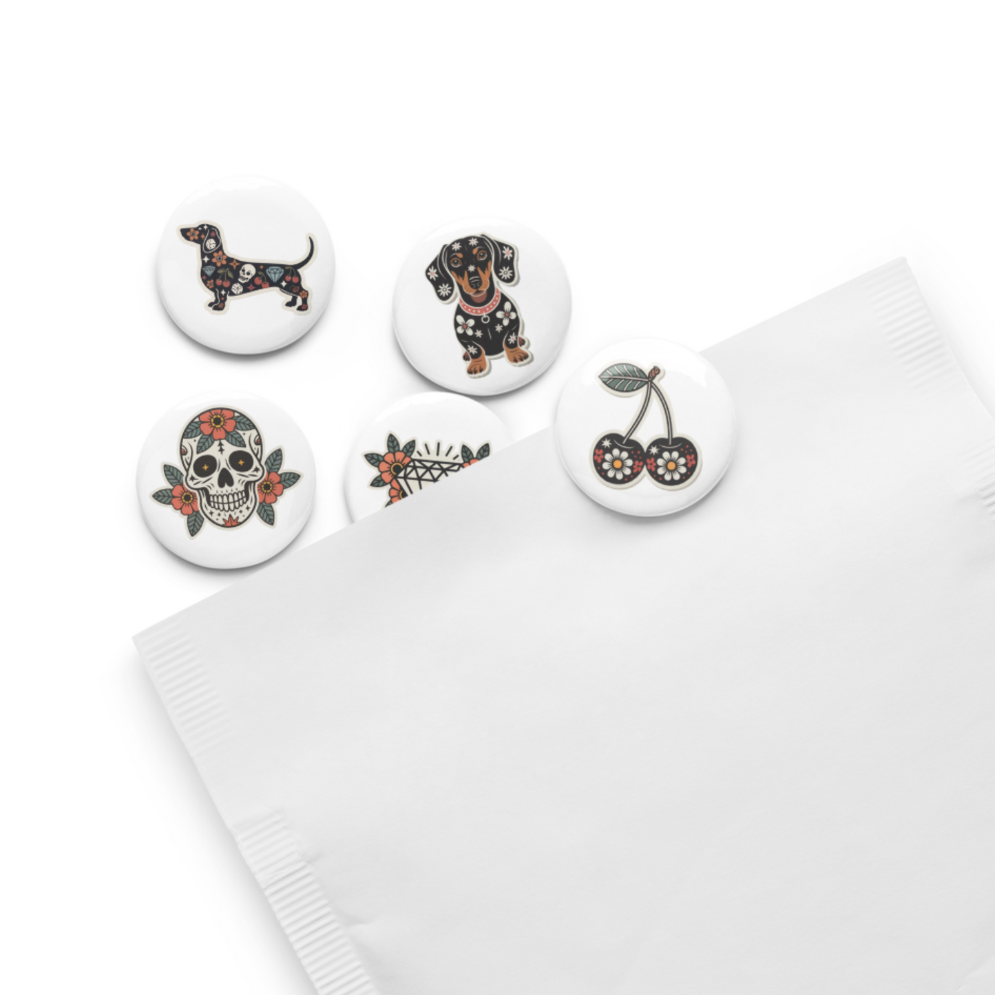 Lucky Weinie Pin Buttons SET