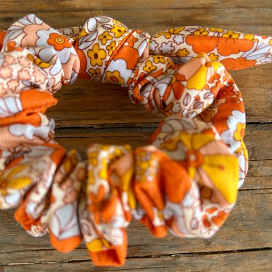 Hippy Flower Scrunchie Hair Tie