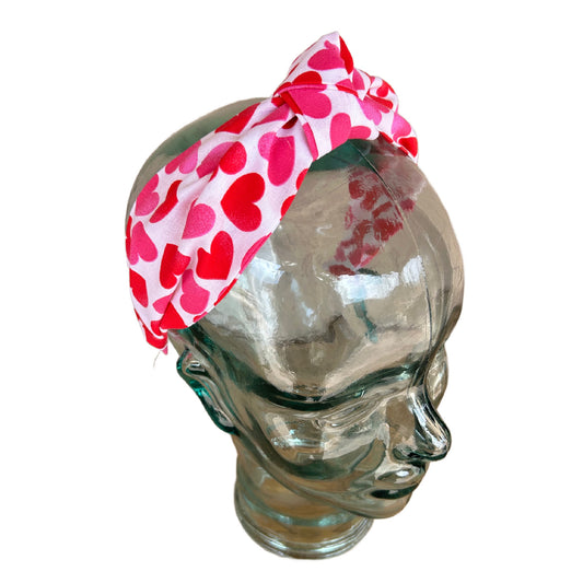 Pretty In Pink Heart Top Knot Headband