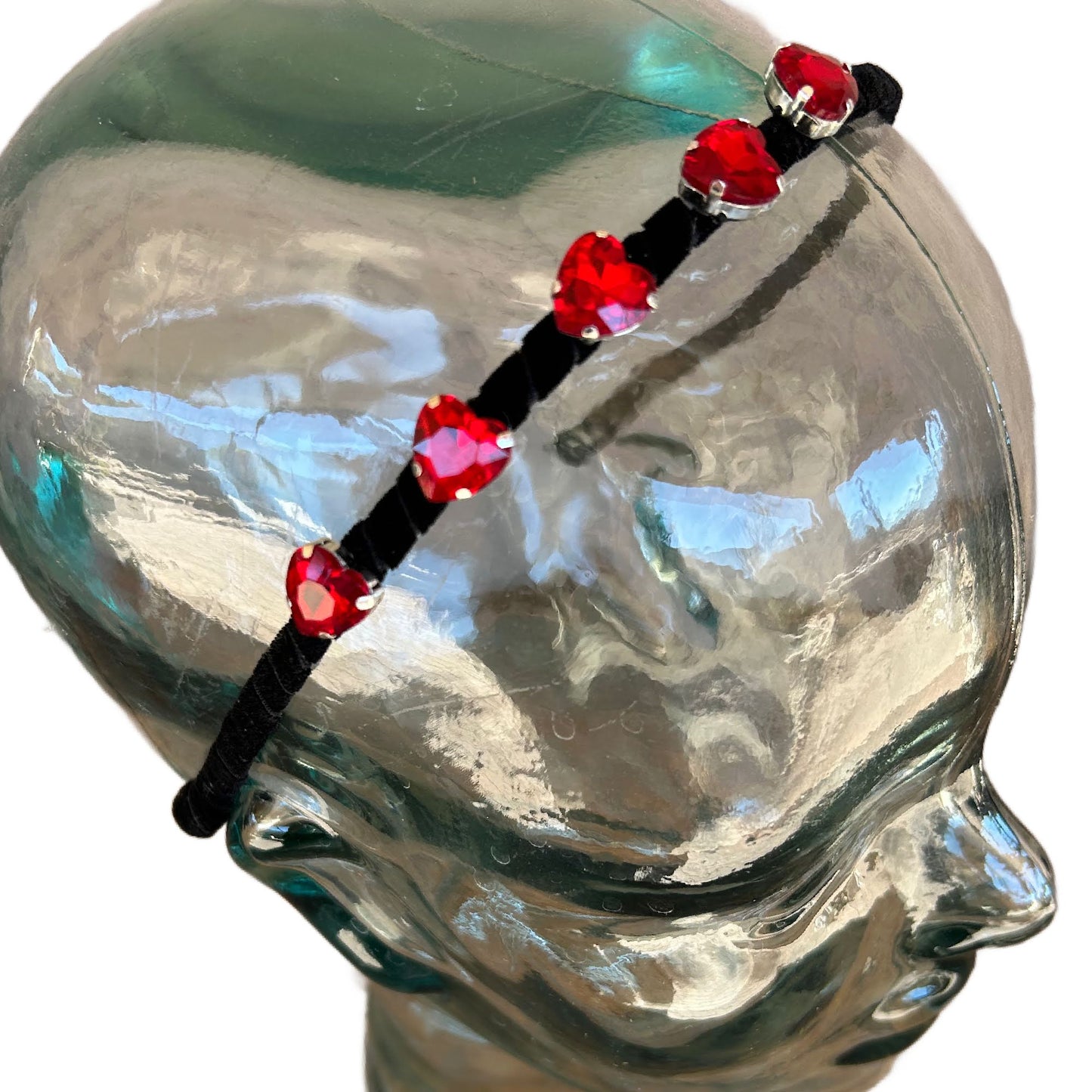 Black Heart Rhinestone Headband