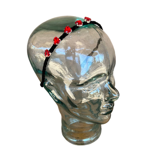 Black Heart Rhinestone Headband
