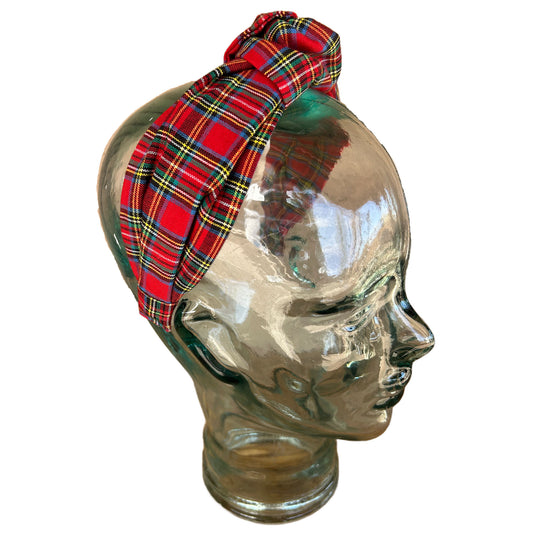 Plaid Tartan Top Knot Headband