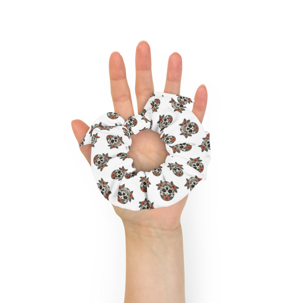 Sugar Skull Tattoo Scrunchie Hair Tie