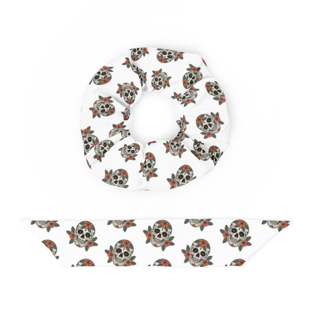 Sugar Skull Tattoo Scrunchie Hair Tie
