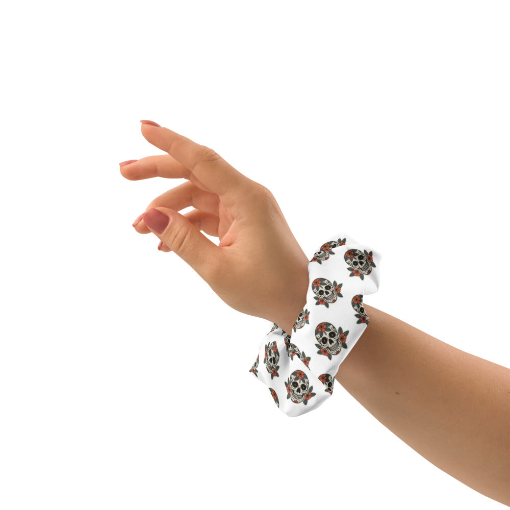 Sugar Skull Tattoo Scrunchie Hair Tie