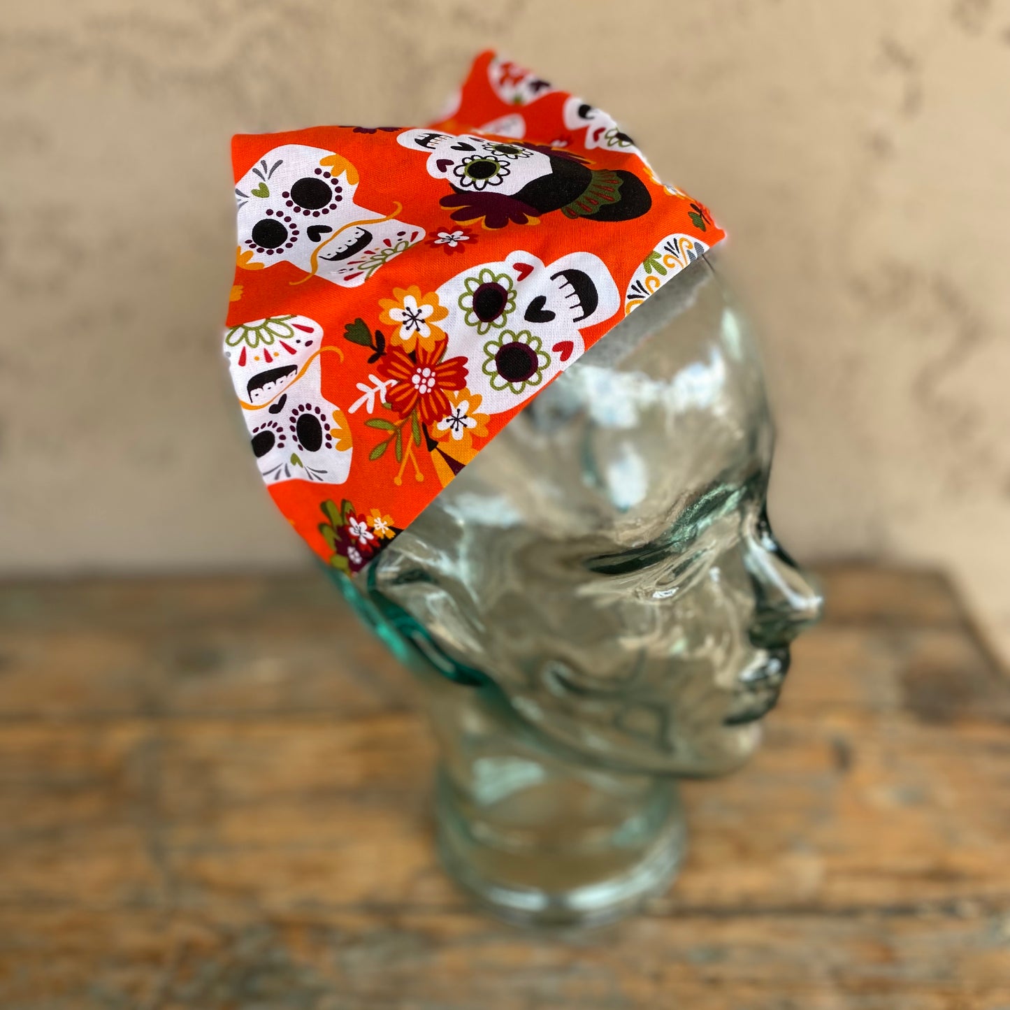 Fall Sugar Skull Triangle Head Scarf Headband