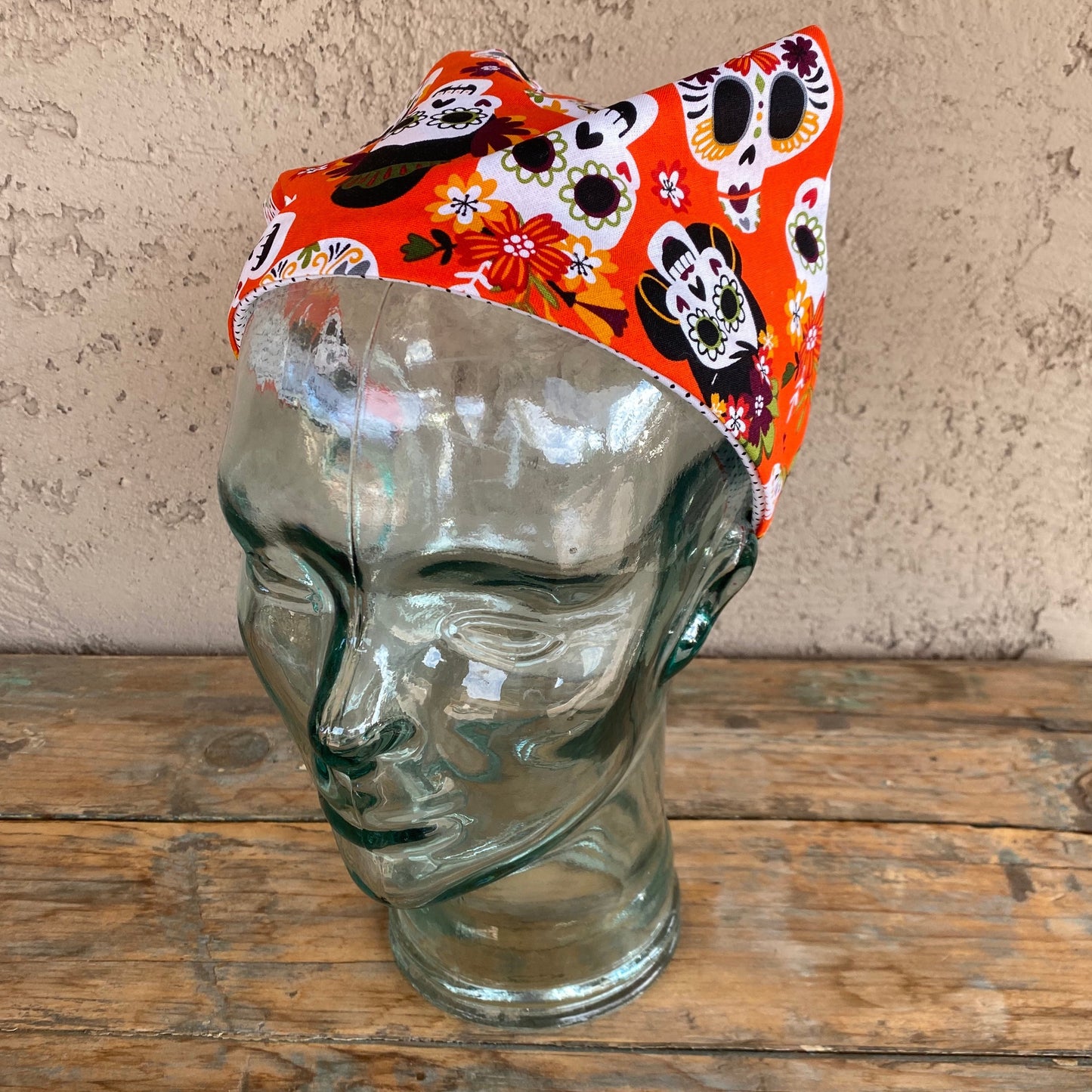 Fall Sugar Skull Triangle Head Scarf Headband
