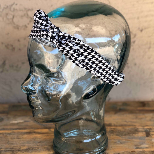 Houndstooth Elastic Head Wrap Headband