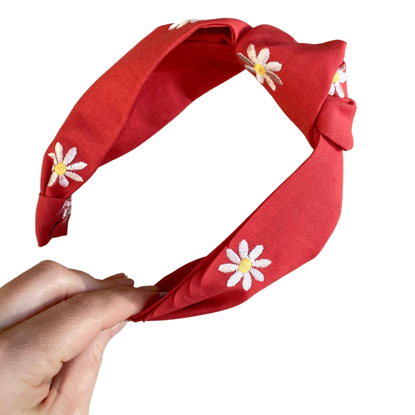 Daisy Embroidered Top Knot Headband