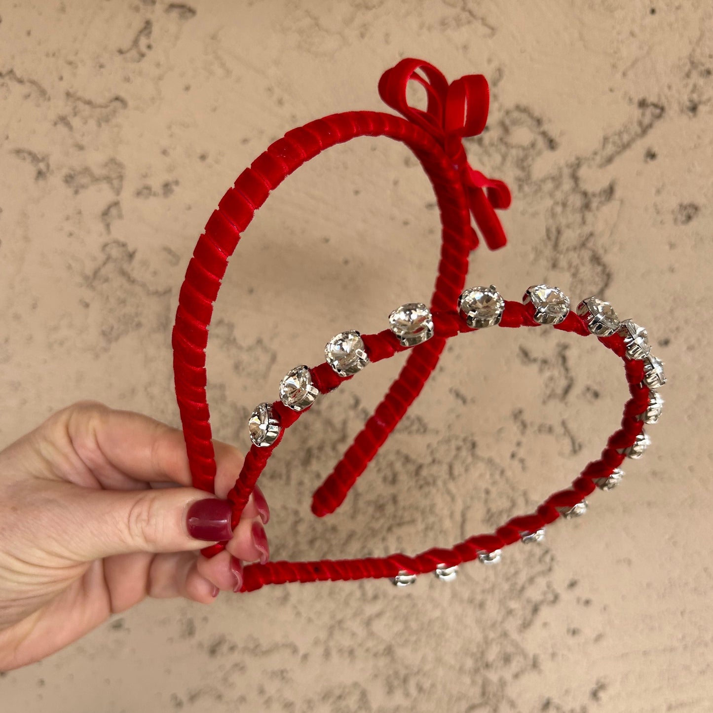 Red Velvet Rhinestone Stacker Headband SET