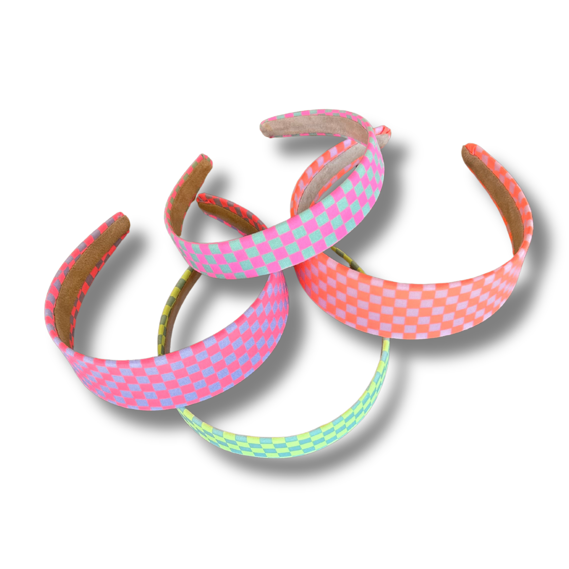 Set of colorful headbands on a white background