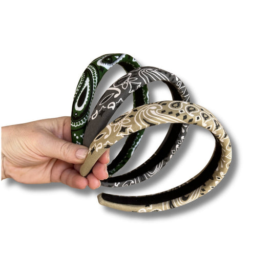 set of paisley printed padded headbands