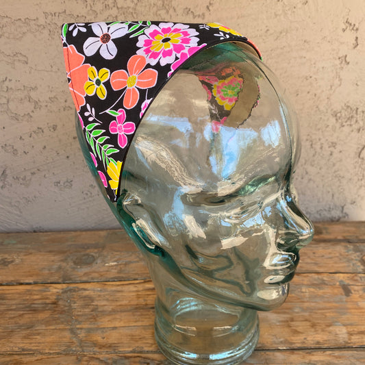 NEON Hippy Flower Triangle Head Scarf Headband