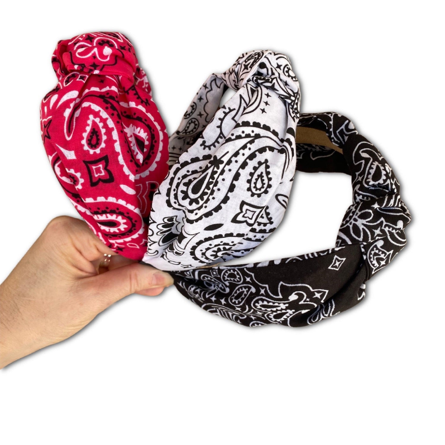 Top Knot Paisley Bandana Headband (Multiple Colors) Black