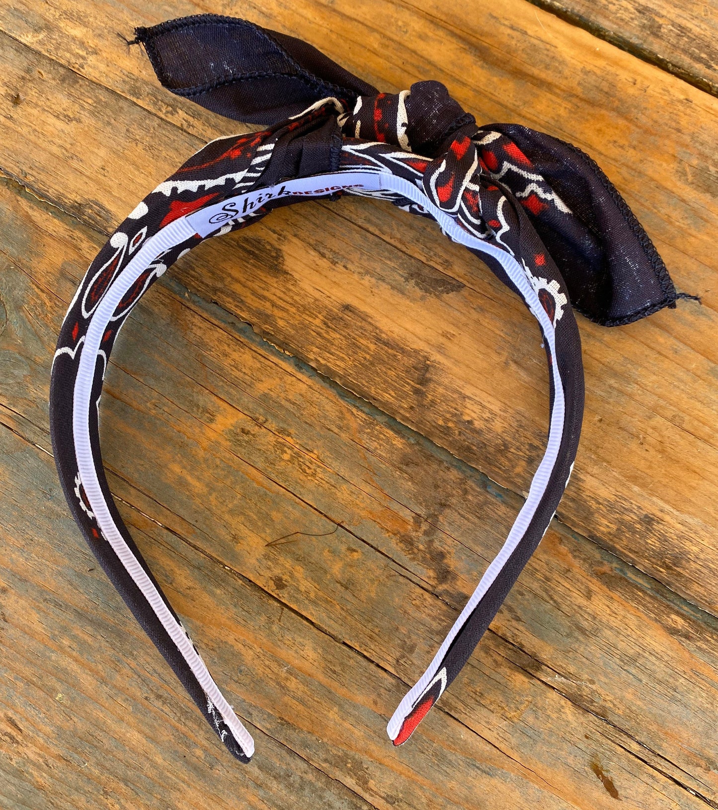 RED NAVY WHITE Paisley Bandana Knot Tie Headband