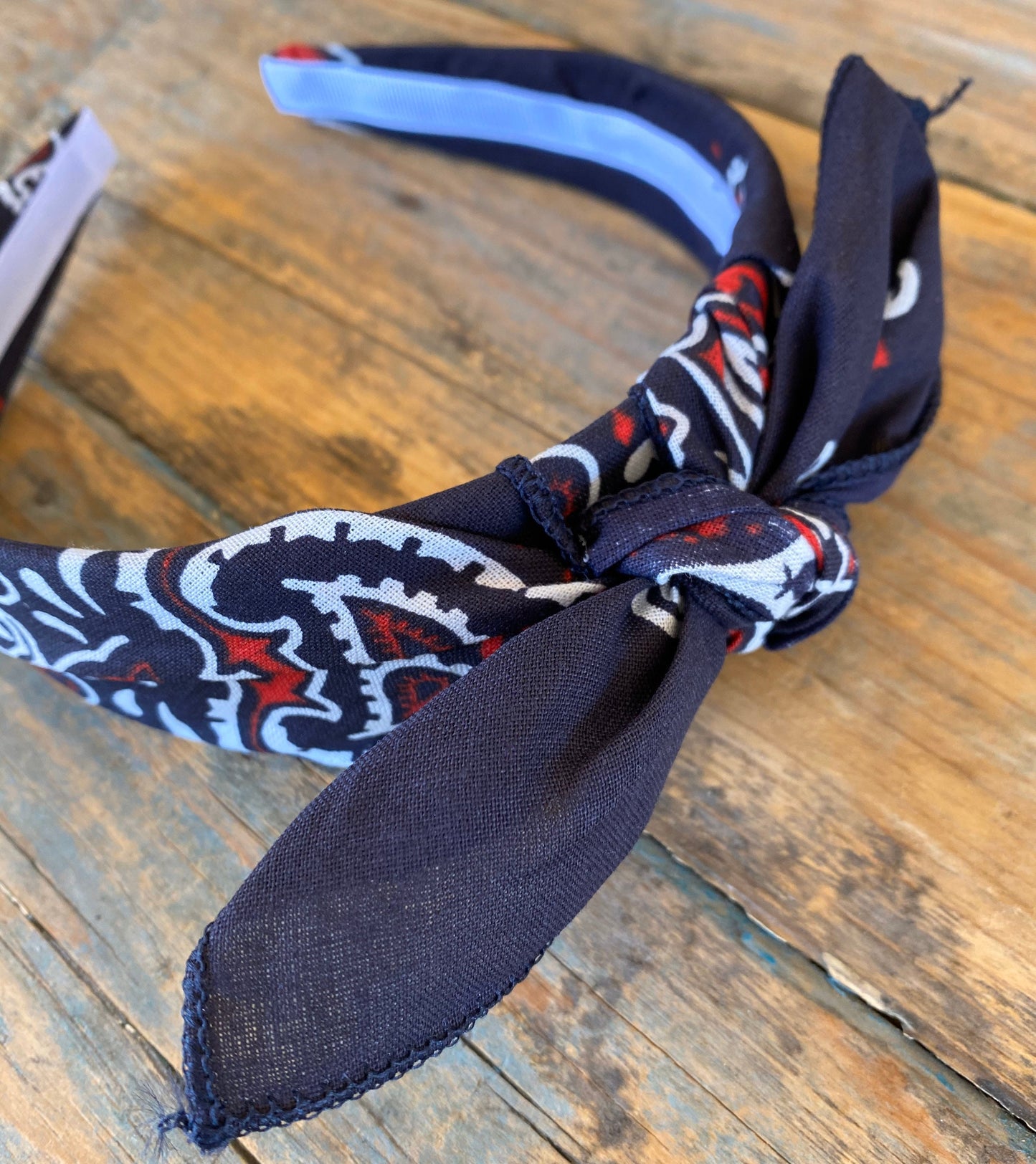 RED NAVY WHITE Paisley Bandana Knot Tie Headband