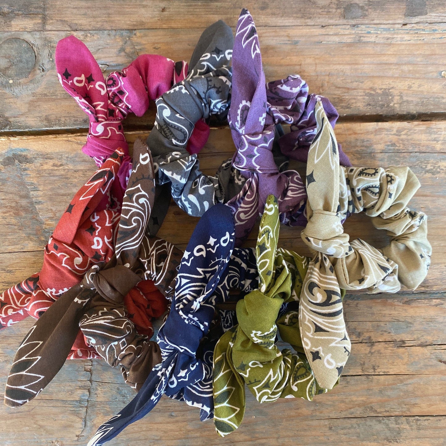 Paisley Bandana Removable Tie Hair Scrunchie (SOLD INDIVIDUALLY)