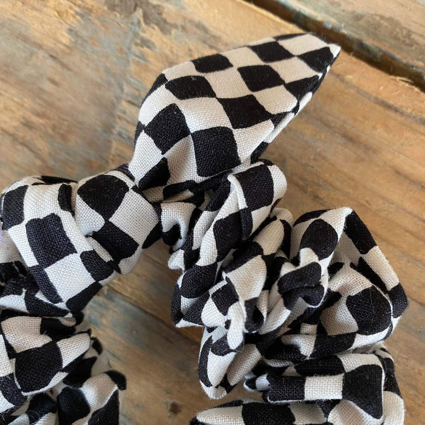 Black/White Checkerboard Scrunchie Hair Tie